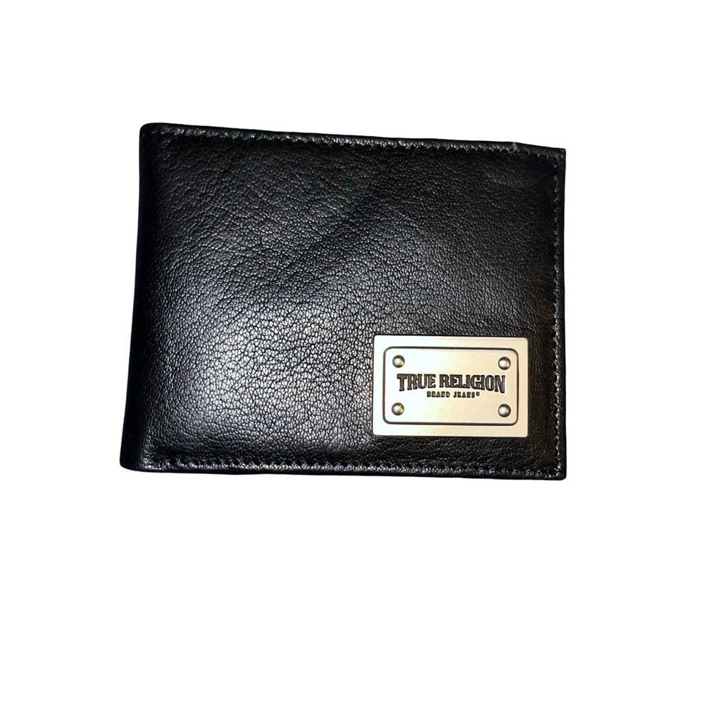 True Religion Black Leather Card Holder